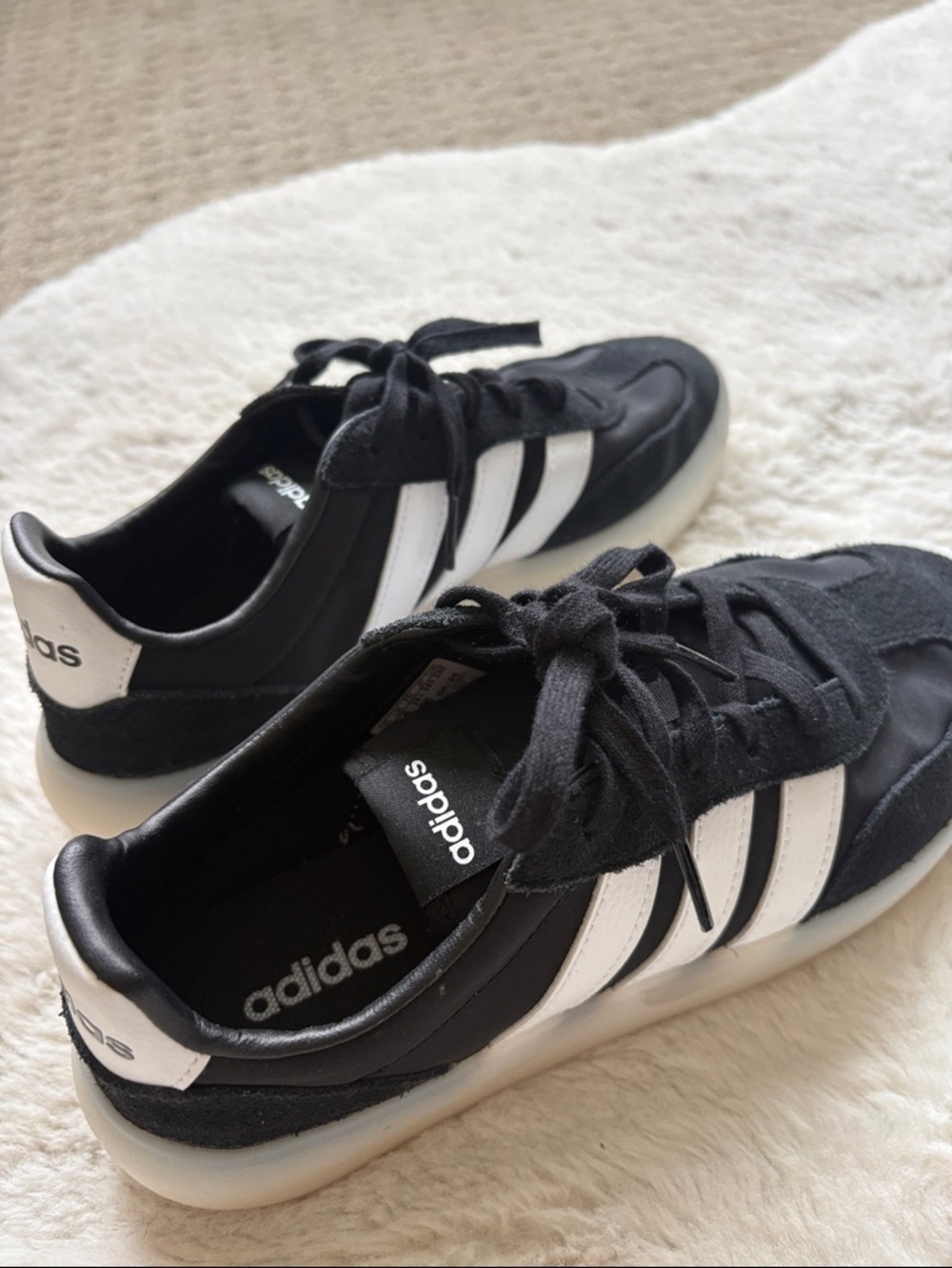 adidas Black and White Classic Three-Stripe Trainers